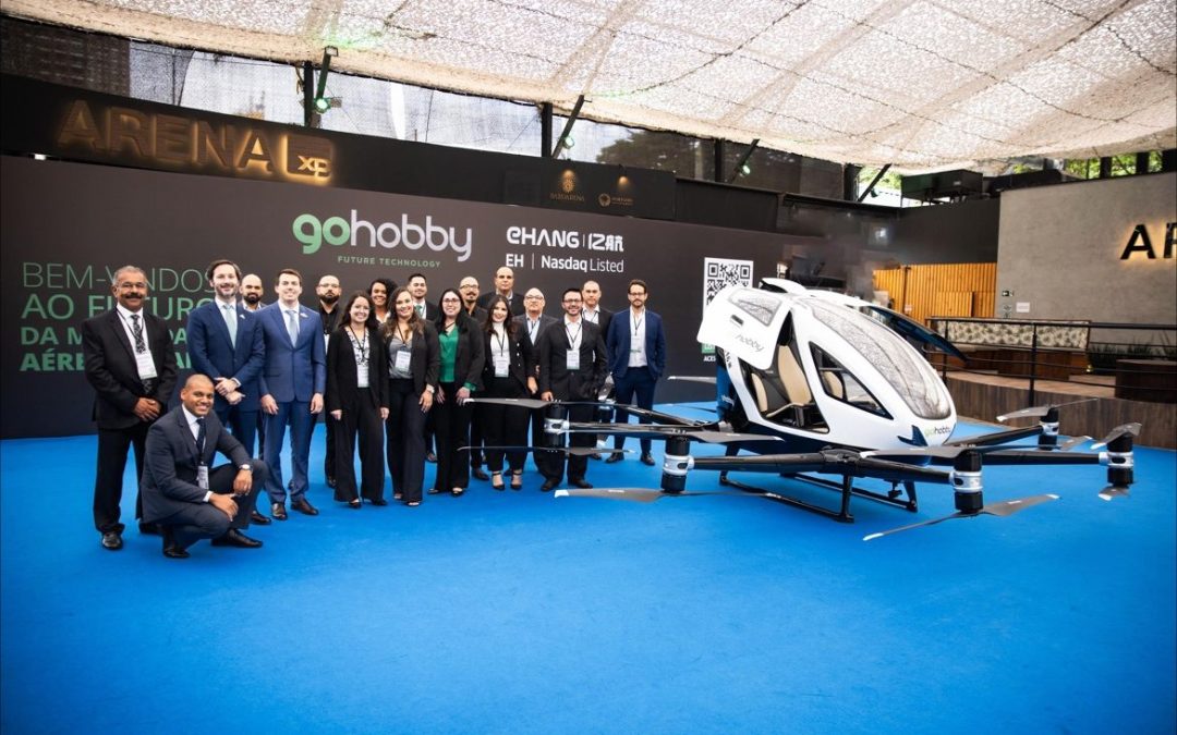 Gohobby apresenta o eVTOL EHang 216-S e recebe o Astronauta Marcos Pontes em um evento histórico na Arena XP