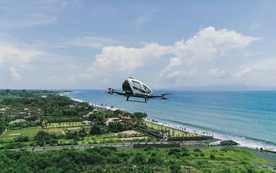 O eVTOL EHang 216 Completa Demonstração de Voo em Bali, Indonésia