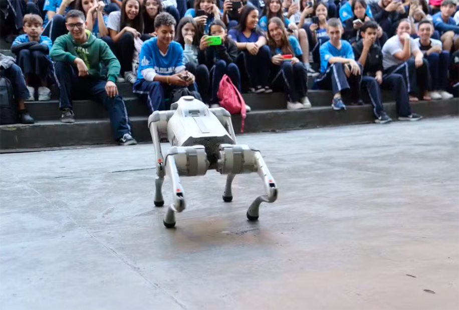 Cão-robô com inteligência artificial está em teste em escolas de Sorocaba,  auxiliando na segurança e ajudando alunos:
