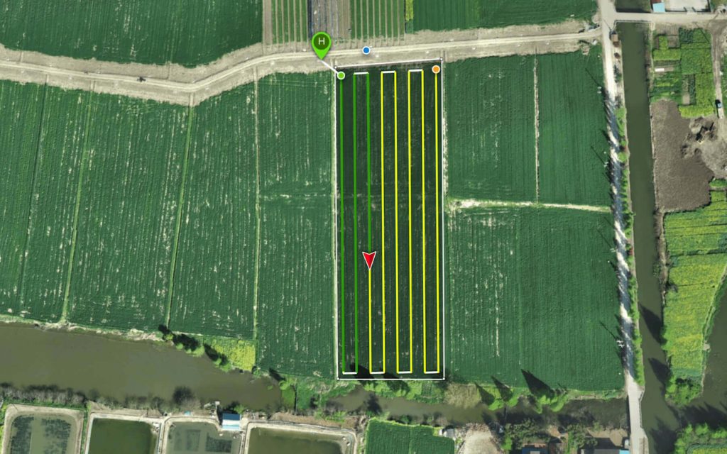 A imagem mostra a função de previsão disponível nos drones agrícolas