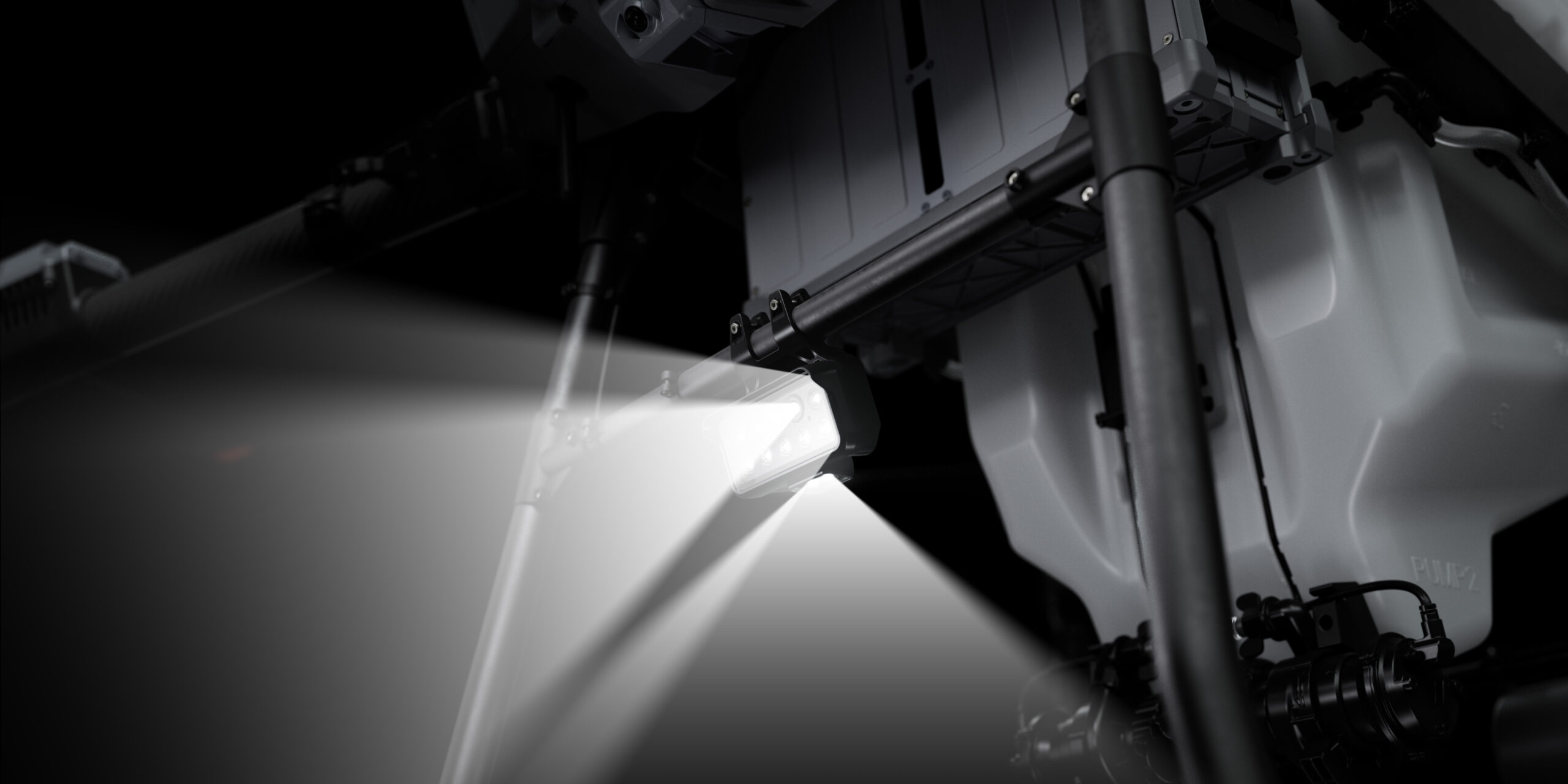 Imagem aérea com paleta térmica multicolorida